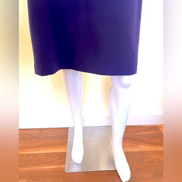 Tahari Purple Dress With Metal Zipper Accents Round Neck Half Sleeves Size 14 - Picture 7 of 15